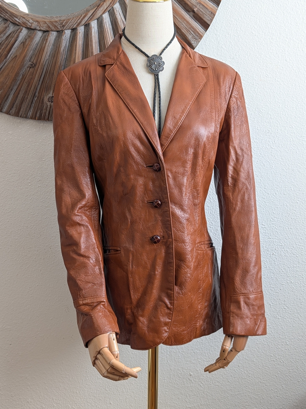 Vintage 70's H Bar C Brown Leather Western Jacket California Ranch Size 12